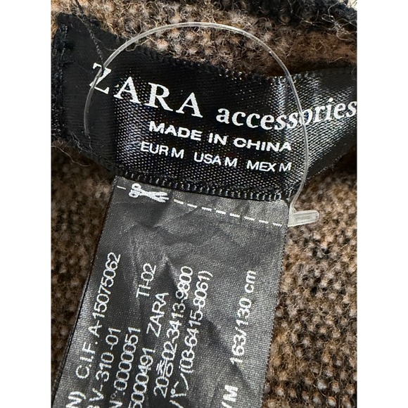 ZARA Accessories Women's Oversized Striped Poncho Wrap Cape Black Grey Brown‎ M - Picture 5 of 6